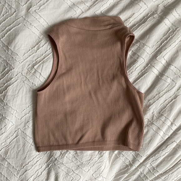 RIBBED PINK/TAN HIGH NECK TANK - Picture 3 of 3